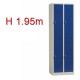 Vestiaire biplace 4 casiers monobloc bleu- H1.95m - L30cm