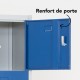 Vestiaire multicases 15 cases monobloc bleu, zoom renfort de porte 