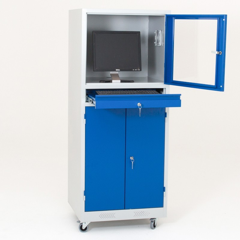 Armoire informatique mobile 3 compartiments sécurisés - Vestimetal