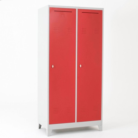 Armoire vestiaire en métal 2 portes avec serrure 2 places monobloc