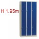 Vestiaire biplace 6 casiers monobloc bleu- H1.95m - L30cm