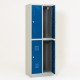 Vestiaire biplaces semi monobloc 4 casiers, portes bleues