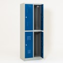 Vestiaire biplaces semi monobloc 4 casiers, portes bleues