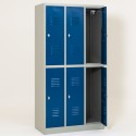 Vestiaire biplaces semi monobloc 6 casiers, portes bleues