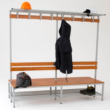 Banc double assise avec patères 2 m