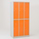 Vestiaire biplaces semi monobloc 6 casiers, portes orange
