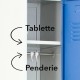 	Vestiaire industrie propre 3 cases monobloc, avec tablette et penderie