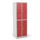 Vestiaire biplace 4 casiers monobloc portes rouges- H1.80m - L30cm