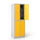 Vestiaire biplace 4 casiers monobloc portes jaunes- H1.80m - L30cm