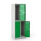 Vestiaire biplace 4 casiers monobloc portes vertes- H1.80m - L30cm