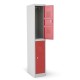 Vestiaire biplace 2 casiers monobloc portes rouges- H1.80m - L30cm