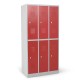 Vestiaire biplace 6 casiers monobloc portes rouges - H1.80m - L30cm