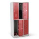 Vestiaire biplace 6 casiers monobloc portes rouges - H1.80m - L30cm