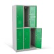 Vestiaire biplace 6 casiers monobloc portes vertes - H1.80m - L30cm