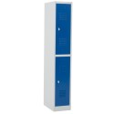 Vue générale du vestiaire biplace 2 casiers monobloc - H1.80m - L30cm bleu