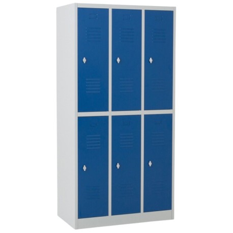 Vestiaire biplace 6 casiers monobloc - H1.80m - L30cm