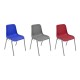 Vue de 3/4 des chaises coque Everton empilables 3 coloris