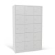 Vestiaire multicases 15 cases monobloc gris, portes fermées 