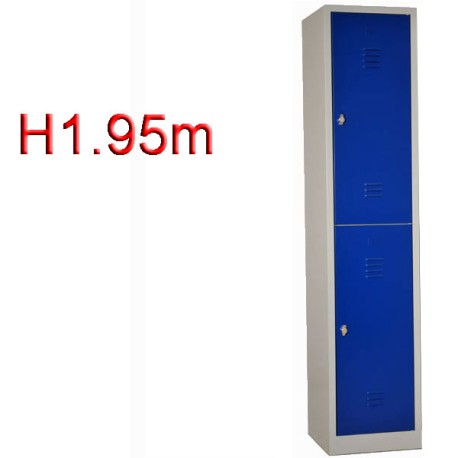 Vestiaire bi place 2 casiers monobloc - H1.95m - L40 cm