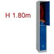 Vestiaire biplace 2 casiers monobloc portes bleues- H1.80m - L30cm
