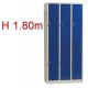 Vestiaire biplace 6 casiers monobloc portes bleues - H1.80m - L30cm