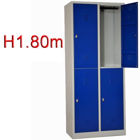 Armoire vestiaire en métal 2 portes avec serrure 2 places monobloc