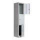 Vue 3/4 du vestiaire multicases 3 cases gris 41 cm - portes ouvertes