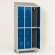 Vestiaire biplaces semi monobloc 6 casiers, portes bleues