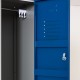 Vestiaire biplaces semi monobloc 6 casiers, portes bleues