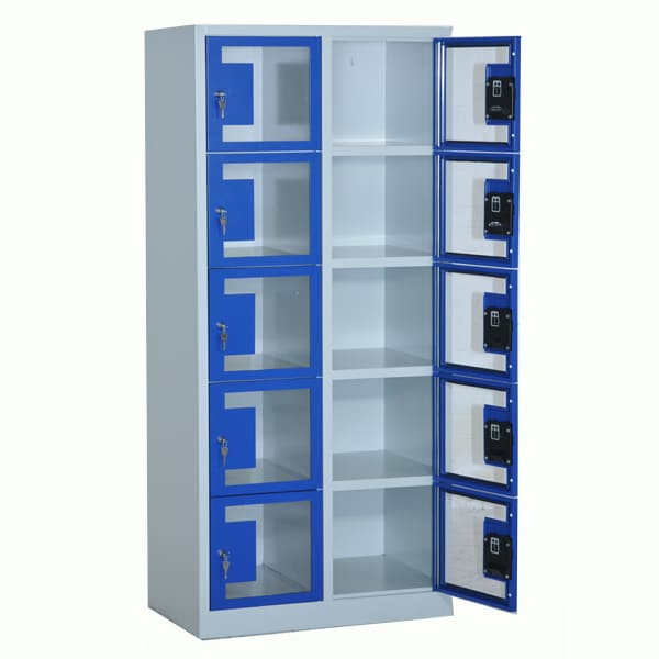 Vestiaire 10 casiers consigne avec monnayeur transparent